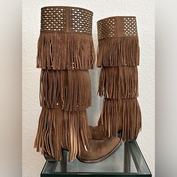 Old Gringo Triple Fringe Alsie Tall Knee w/ Zipper Western Boot 7 B - Picture 2 of 5